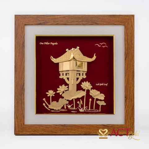 Tranh Chùa Một Cột dát vàng 24k ACT GOLD ISO 9001:2015
