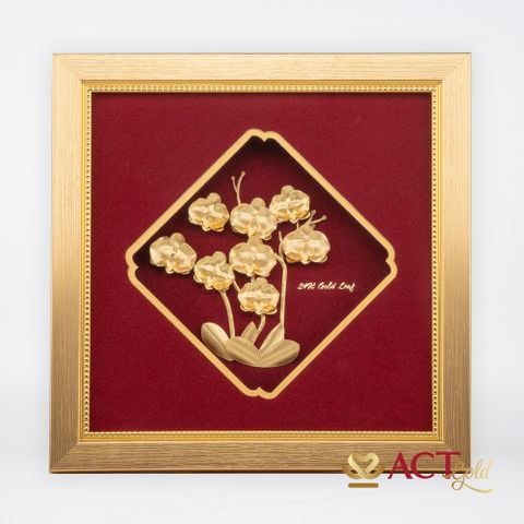 Quà tặng Tranh Hoa Lan dát vàng 24k ACT GOLD ISO 9001:2015