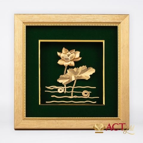 Quà tặng Tranh Hoa Sen dát vàng 24k ACT GOLD ISO 9001:2015