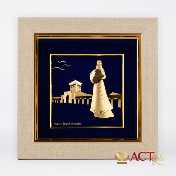 Tranh Chợ Bến Thành dát vàng 24k ACT GOLD ISO 9001:2015