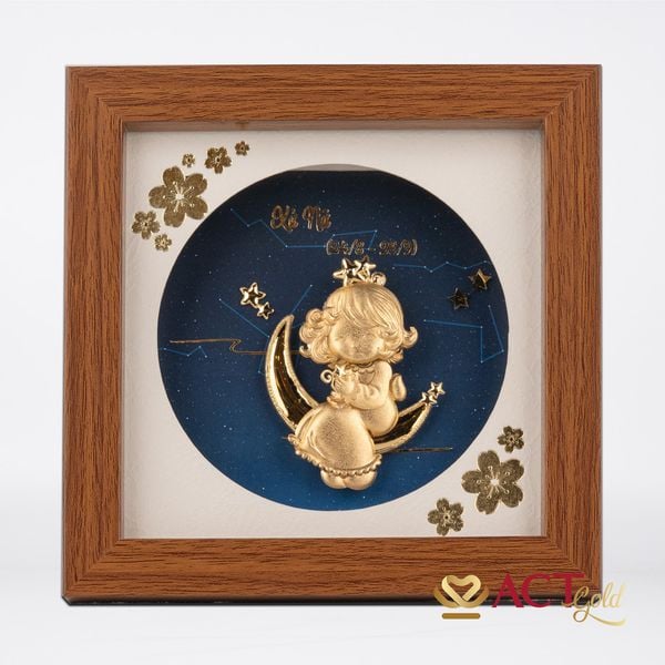 Quà tặng Tranh Cung Xử Nữ dát vàng 24k ACT GOLD ISO 9001:2015