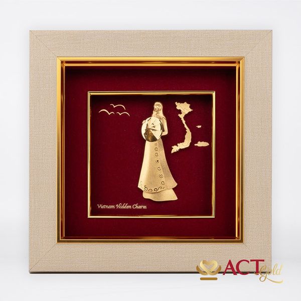 Tranh Áo dài Việt Nam dát vàng 24k ACT GOLD ISO 9001:2015