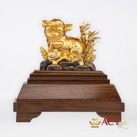 Quà tặng Heo Tài Lộc dát vàng 24k ACT GOLD ISO 9001:2015(Mẫu 1)
