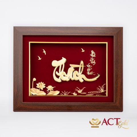 Quà tặng Tranh Chữ Thành Hoa Sen dát vàng 24k ACT GOLD ISO 9001:2015
