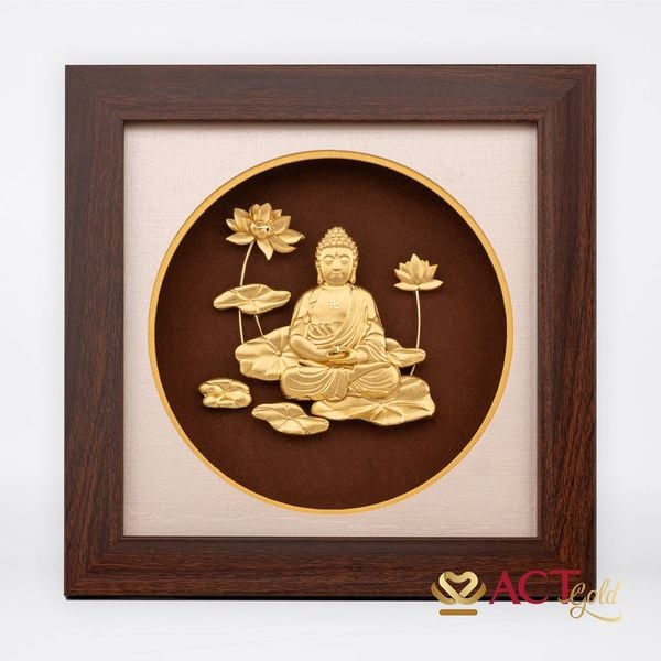 Tranh Đức Phật A Di Đà dát vàng 24k ACT GOLD ISO 9001:2015