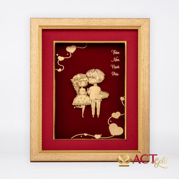 Quà tặng tranh Cô Dâu Chú Rể dát vàng 24k ACT GOLD ISO 9001:2015 (Mẫu 4)