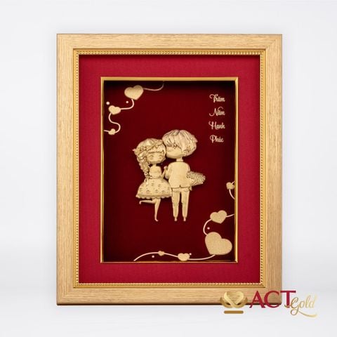 Quà tặng tranh Cô Dâu Chú Rể dát vàng 24k ACT GOLD ISO 9001:2015 (Mẫu 4)
