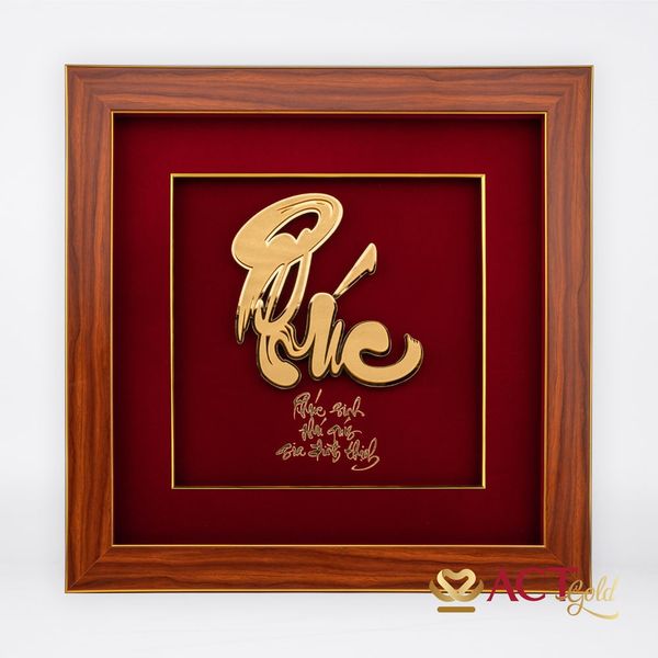 Quà tặng tranh thư pháp chữ PHÚC dát vàng 24k ACT GOLD ISO 9001:2015 (Mẫu 5)