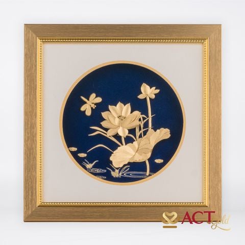 Quà tặng Tranh Hoa Sen dát vàng 24k ACT GOLD ISO 9001:2015