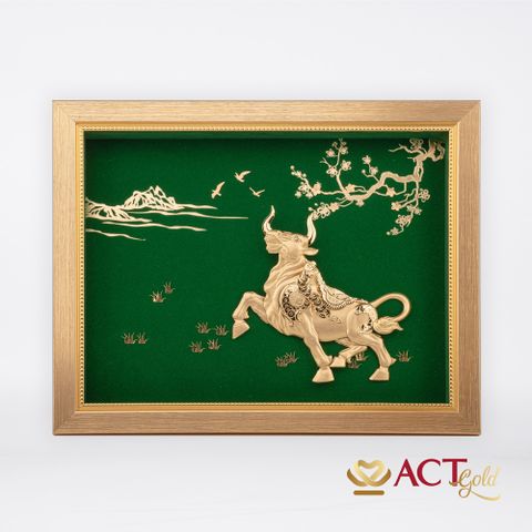 Tranh Trâu dát vàng 24k ACT GOLD ISO 9001:2015 (Mẫu 4)