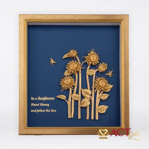Tranh Hoa Hướng Dương dát vàng 24k ACT GOLD ISO 9001:2015