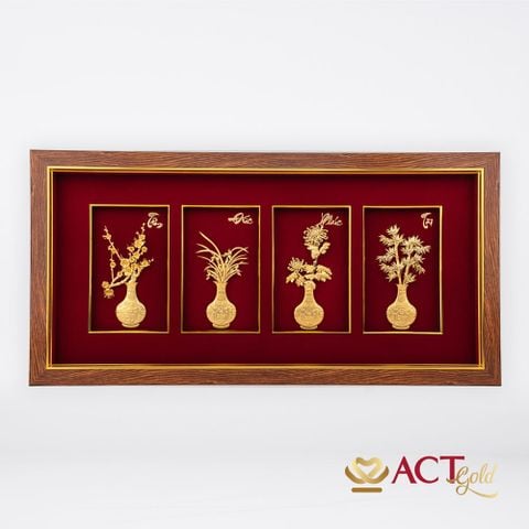 Tranh Tứ Quý dát vàng 24k ACT GOLD ISO 9001:2015 (Mẫu 5)