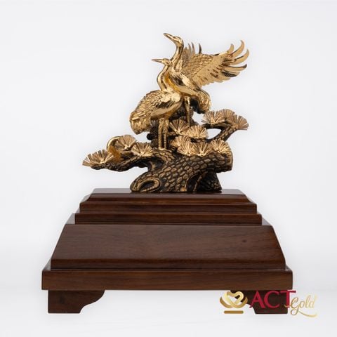 Quà tặng Chim Hạc dát vàng 24k ACT GOLD ISO 9001:2015(Mẫu 2)