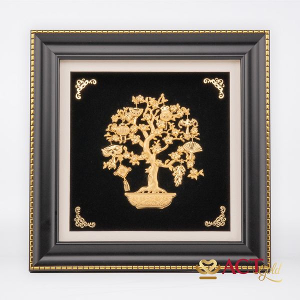 Quà tặng Tranh Cây Bát Bảo dát vàng 24k ACT GOLD ISO 9001:2015
