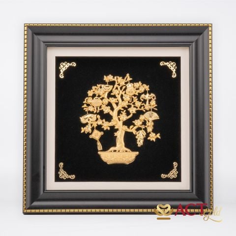 Quà tặng Tranh Cây Bát Bảo dát vàng 24k ACT GOLD ISO 9001:2015