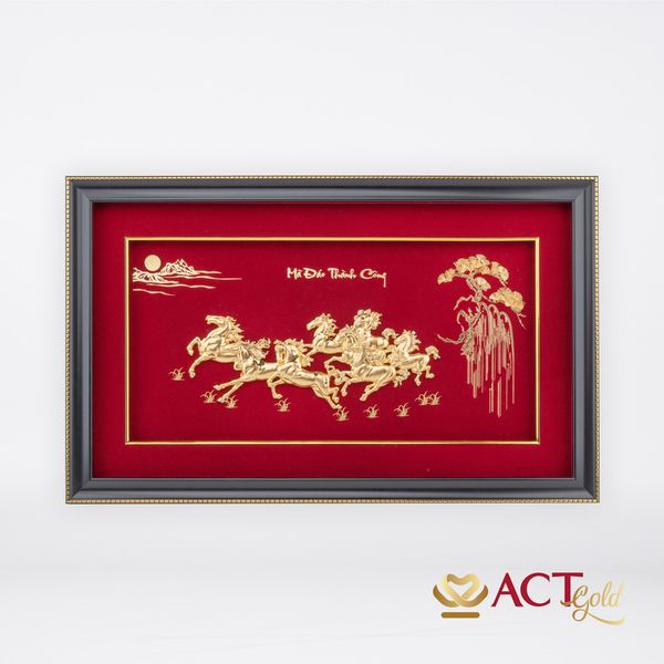 Quà tặng Tranh Bát Mã dát vàng 24k ACT GOLD ISO 9001:2015