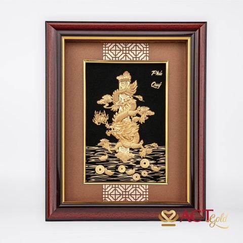 Quà tặng Tranh Rồng Phú Quý dát vàng 24k ACT GOLD ISO 9001:2015
