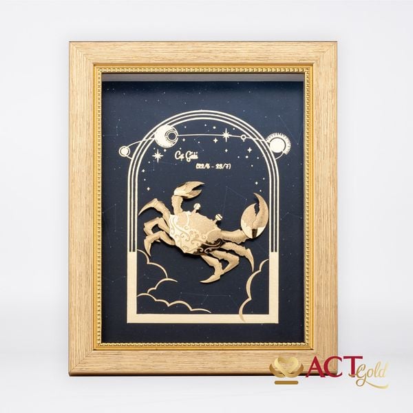 Quà tặng Tranh Cung Cự Giải dát vàng 24k ACT GOLD ISO 9001:2015