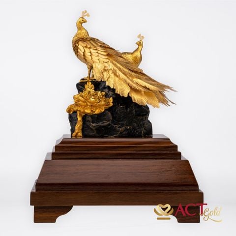 Quà tặng Chim Công dát vàng 24k ACT GOLD ISO 9001:2015
