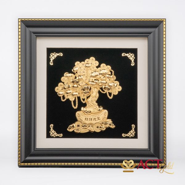Quà tặng Tranh Cây Kim Tiền dát vàng 24k ACT GOLD ISO 9001:2015