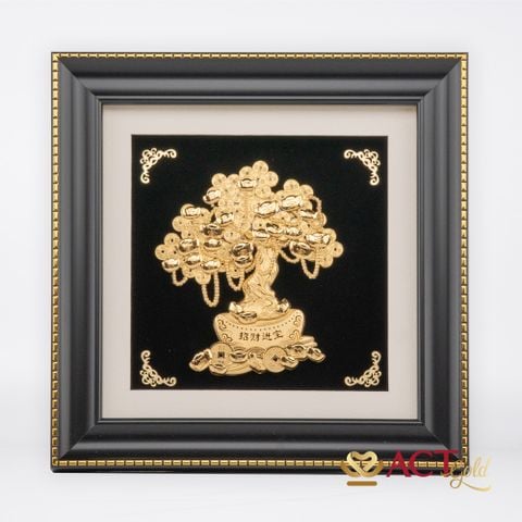Quà tặng Tranh Cây Kim Tiền dát vàng 24k ACT GOLD ISO 9001:2015