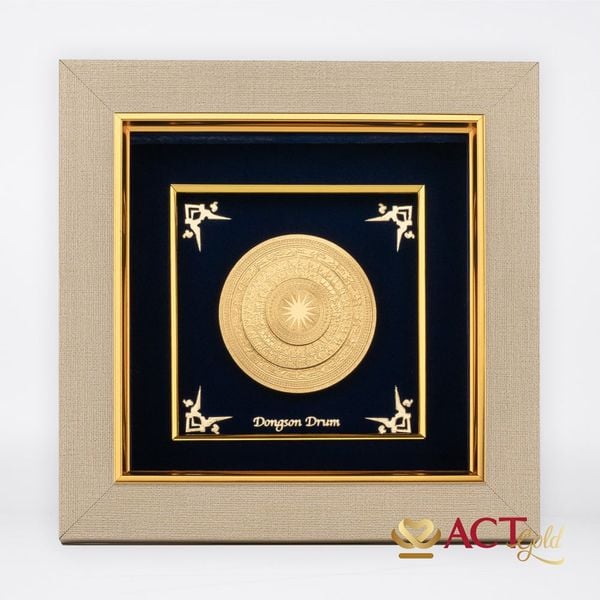 Tranh Mặt Trống Đồng dát vàng 24k ACT GOLD ISO 9001:2015