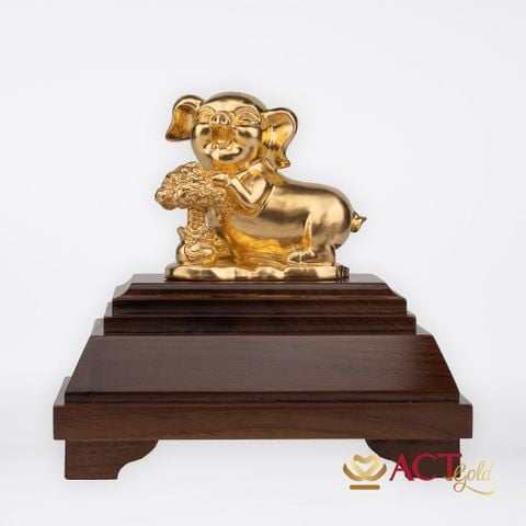 Quà tặng Heo Tài Lộc dát vàng 24k ACT GOLD ISO 9001:2015 (Mẫu 2)