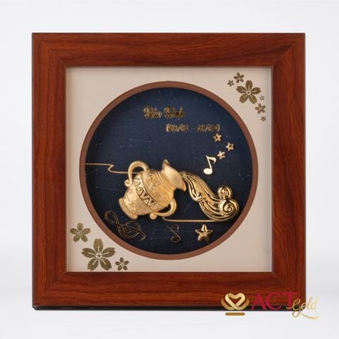 Quà tặng Tranh Cung Bảo Bình dát vàng 24k ACT GOLD ISO 9001:2015