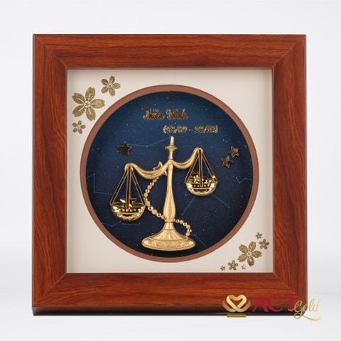 Quà tặng Tranh Cung Thiên Bình dát vàng 24k ACT GOLD ISO 9001:2015