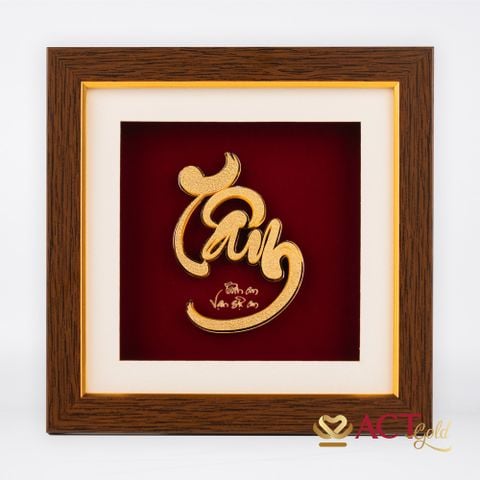 Quà tặng Tranh Chữ Tâm dát vàng 24k ACT GOLD ISO 9001:2015 (Mẫu 1)