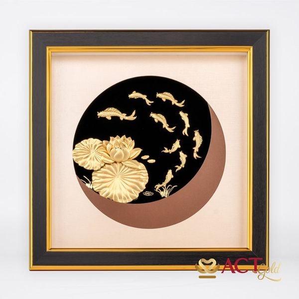 Tranh Cửu Ngư dát vàng 24k ACT GOLD ISO 9001:2015 (Mẫu 1)