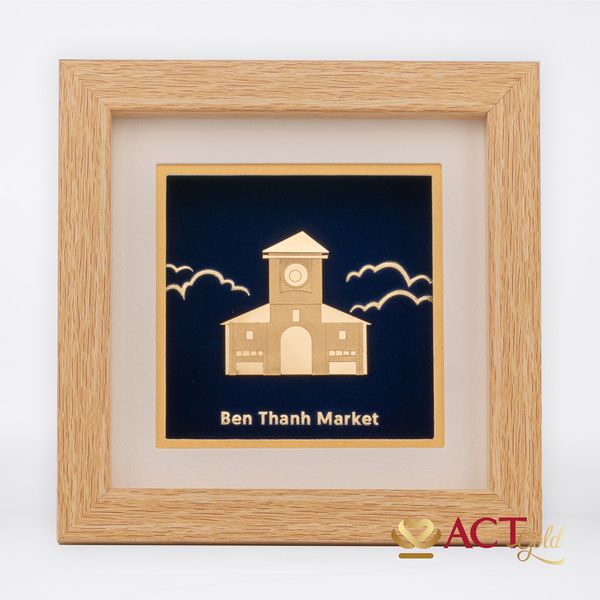 Tranh Chợ Bến Thành dát vàng 24k ACT GOLD ISO 9001:2015