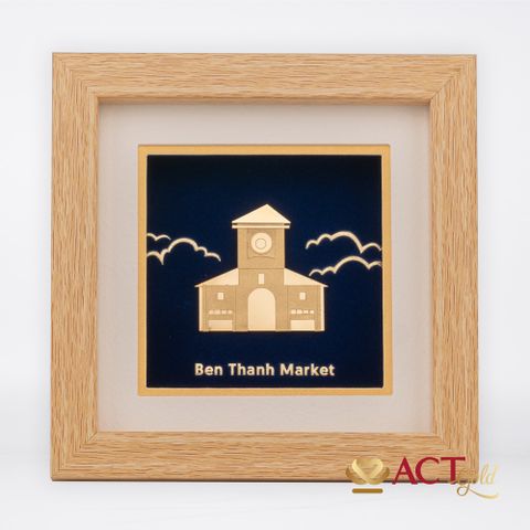 Tranh Chợ Bến Thành dát vàng 24k ACT GOLD ISO 9001:2015