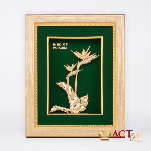 Quà tặng Tranh Hoa Thiên Điểu dát vàng 24k ACT GOLD ISO 9001:2015