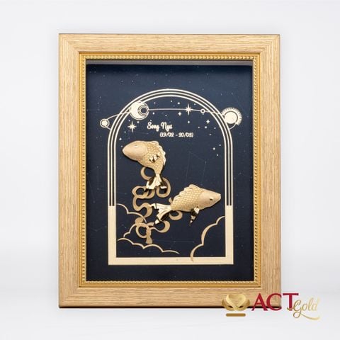 Quà tặng Tranh Cung Song Ngư dát vàng 24k ACT GOLD ISO 9001:2015