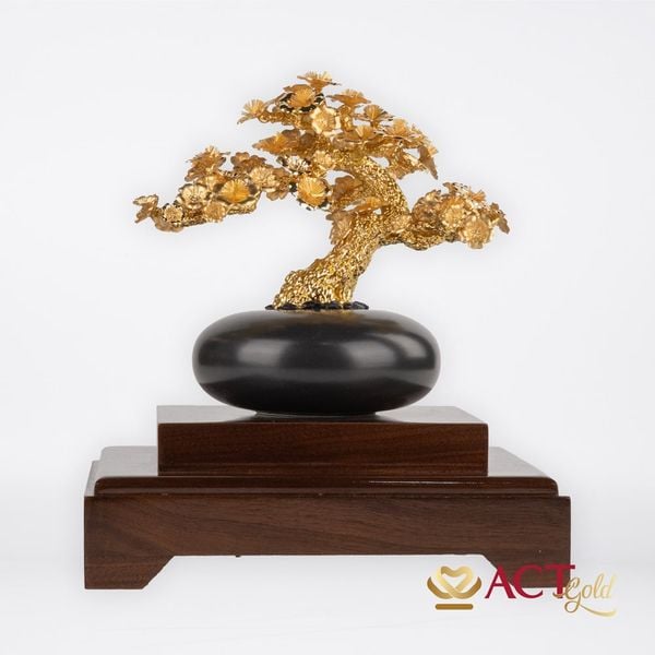Quà tặng Bình Hoa Mai dát vàng 24k ACT GOLD ISO 9001:2015