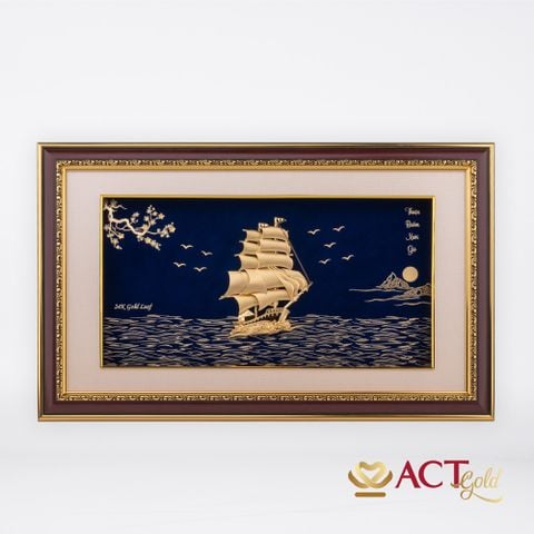Quà tặng tranh Thuyền dát vàng 24k ACT GOLD ISO 9001:2015 (Mẫu 27)