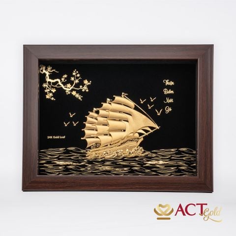Quà tặng tranh Thuyền dát vàng 24k ACT GOLD ISO 9001:2015 (Mẫu 18)