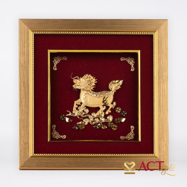 Quà tặng Tranh Tỳ Hưu dát vàng 24k ACT GOLD ISO 9001:2015