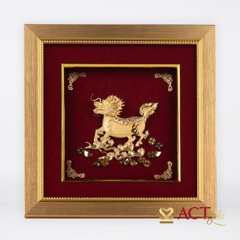 Quà tặng Tranh Tỳ Hưu dát vàng 24k ACT GOLD ISO 9001:2015