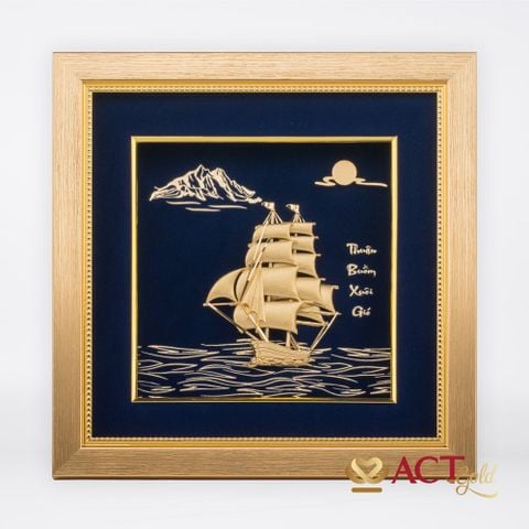 Quà tặng tranh Thuyền dát vàng 24k ACT GOLD ISO 9001:2015