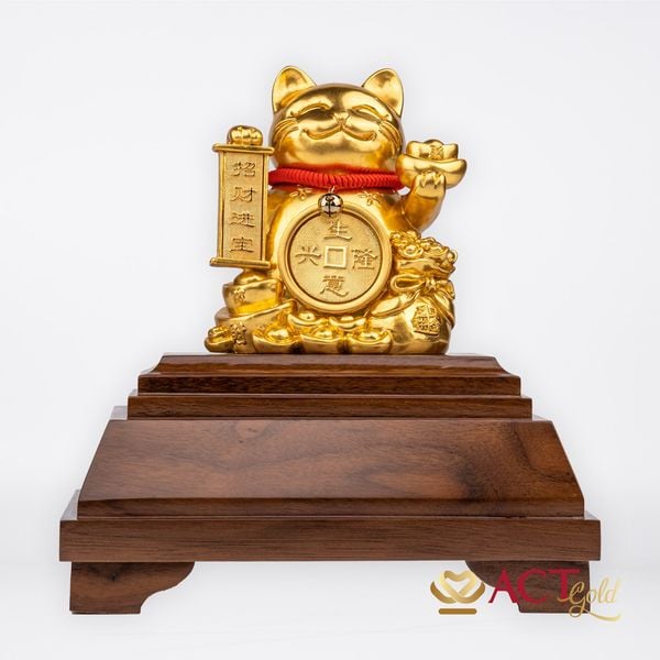 Quà tặng Mèo Thần Tài Vàng Lá 24k ACT GOLD ISO 9001:2015 (Mẫu 2)