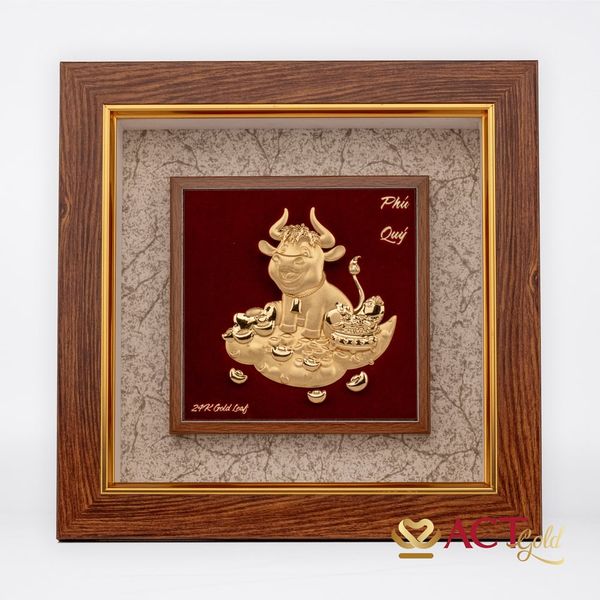 Tranh Trâu dát vàng 24k ACT GOLD ISO 9001:2015 (Mẫu 1)