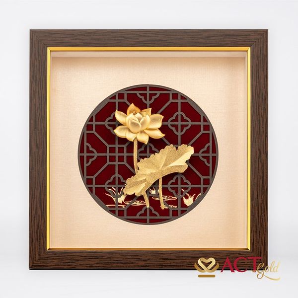Tranh Hoa Sen dát vàng 24k ACT GOLD ISO 9001:2015 (Mẫu 2)
