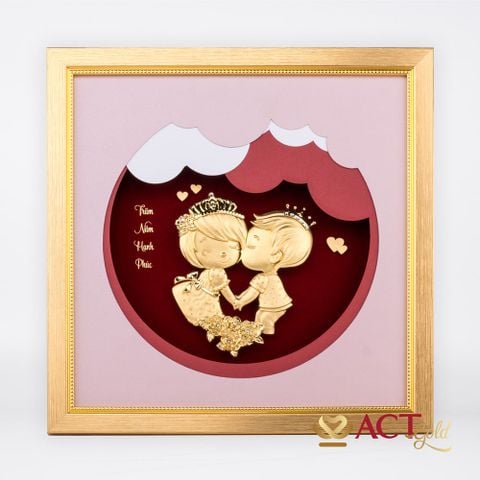 Quà tặng tranh Đôi Tình Nhân dát vàng 24k ACT GOLD ISO 9001:2015