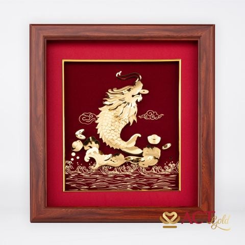 Tranh Cá Chép Hóa Rồng dát vàng 24k ACT GOLD ISO 9001:2015
