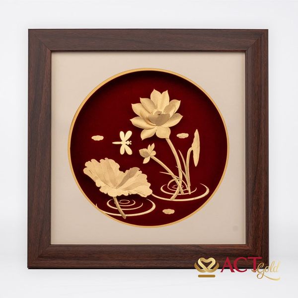Quà tặng Tranh Hoa Sen dát vàng 24k ACT GOLD ISO 9001:2015