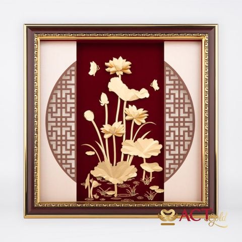 Tranh hoa sen dát vàng 24k ACT GOLD ISO 9001:2015