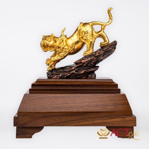 Quà tặng Biểu Trưng Bạch Hổ dát vàng 24k ACT GOLD ISO 9001:2015