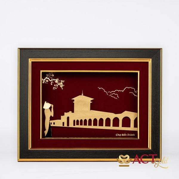 Tranh Chợ Bến Thành dát vàng 24k ACT GOLD ISO 9001:2015